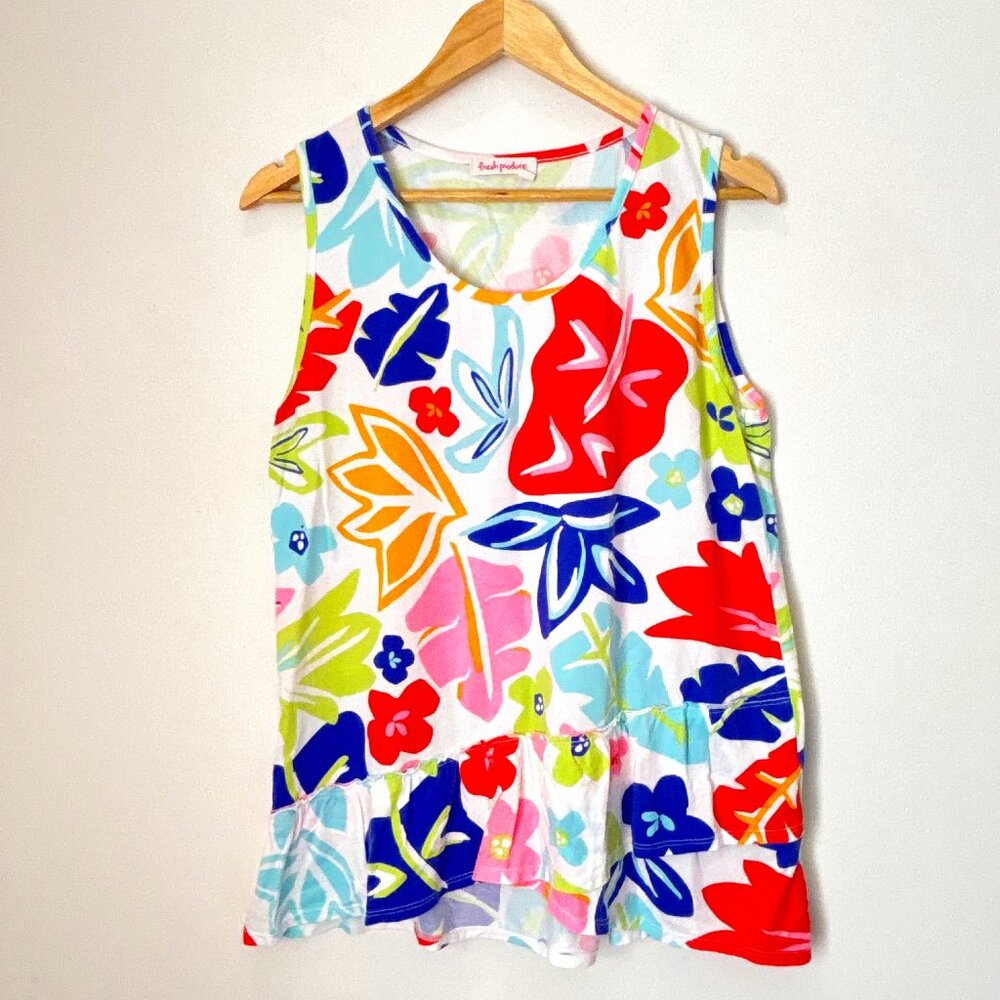 Fresh Produce Floral Tropical Colorful Tank Top Size Medium Supima Modal d48